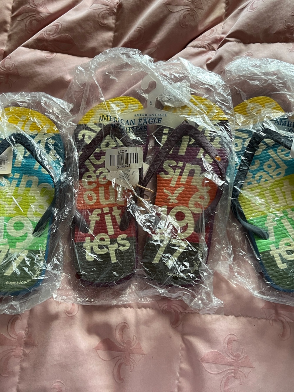 NWT American Eagle Outfitters Multicolor Striped Graphic Flip Flops 3 pair SZ5